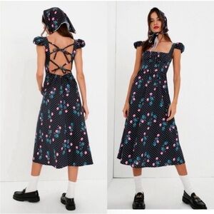 For Love and Lemons Florentina Polka Dot Midi Dress